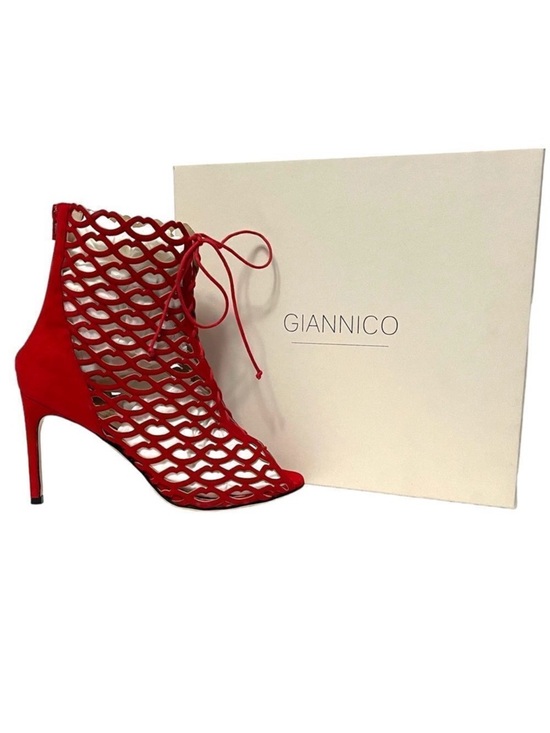 GIANNICO Shoes - NIB GIANNICO Julia Caged XO Lips Cutout Suede Peeptoe Booties 40